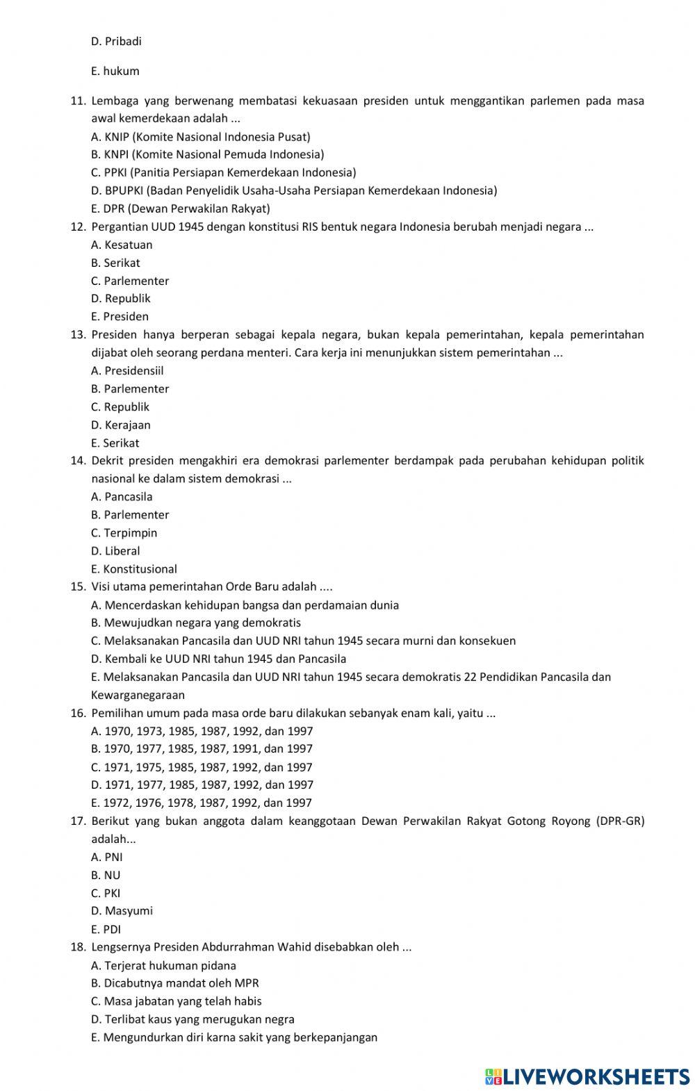 Soal PPKN SAS 2 KELAS 10