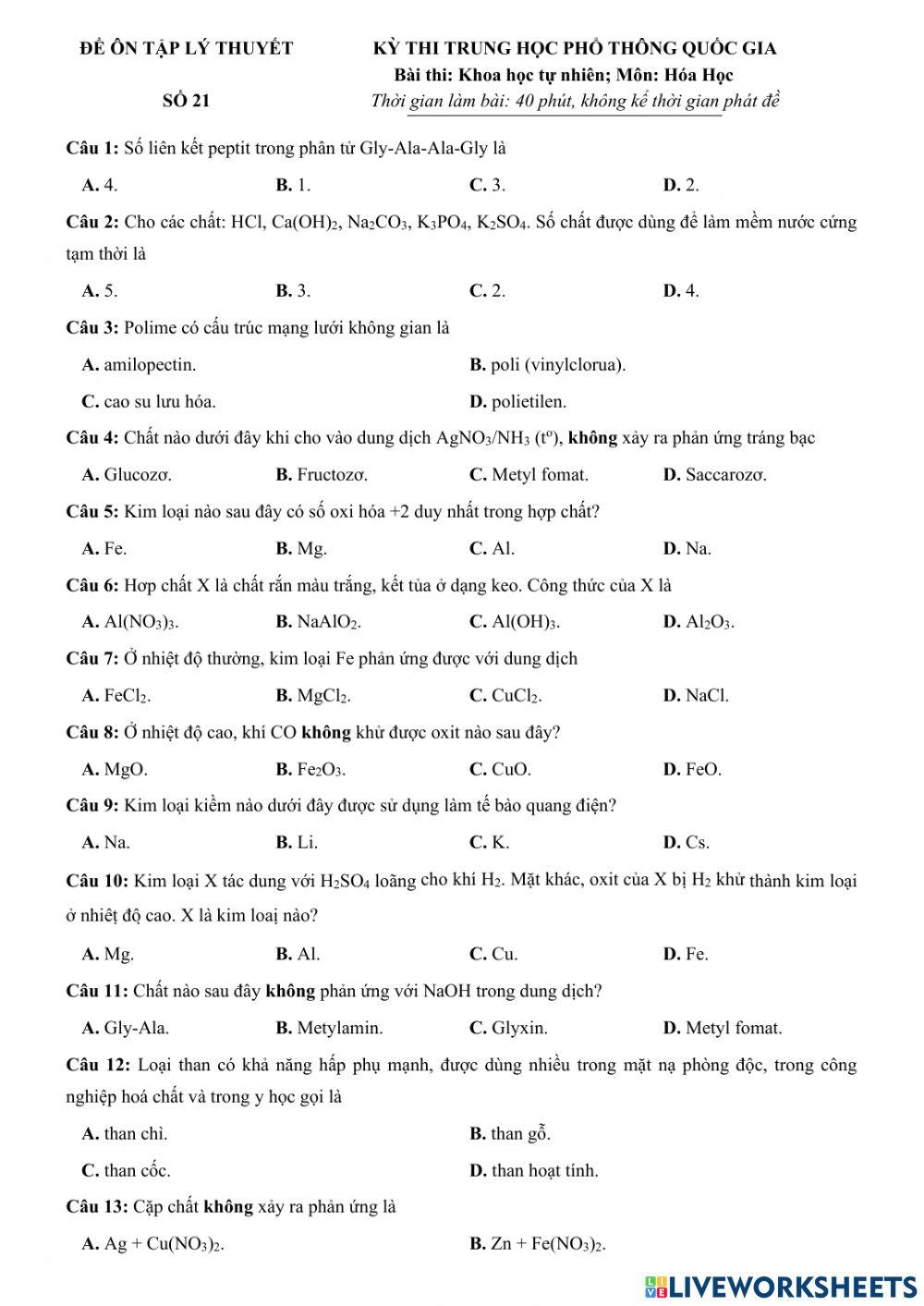 Tổng ôn lý thuyết hoá học-21