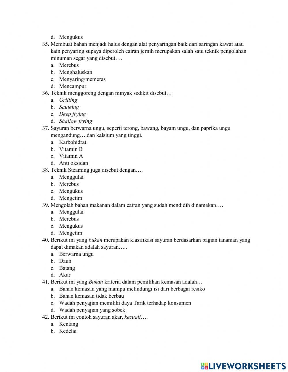 Soal prakarya kelas 7