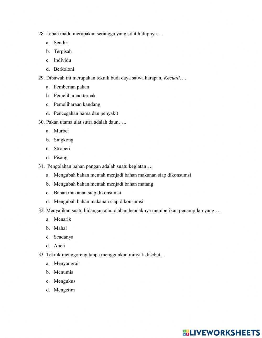 Soal PAT prakarya kelas 8