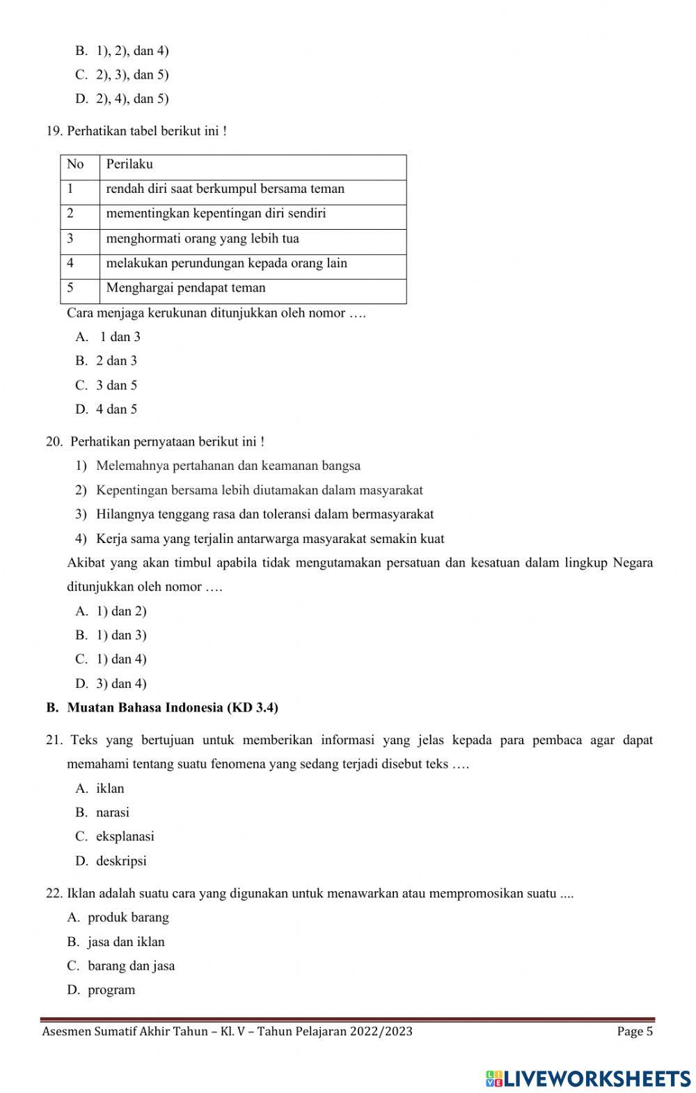 Tema 9 paket 1 kelas 5