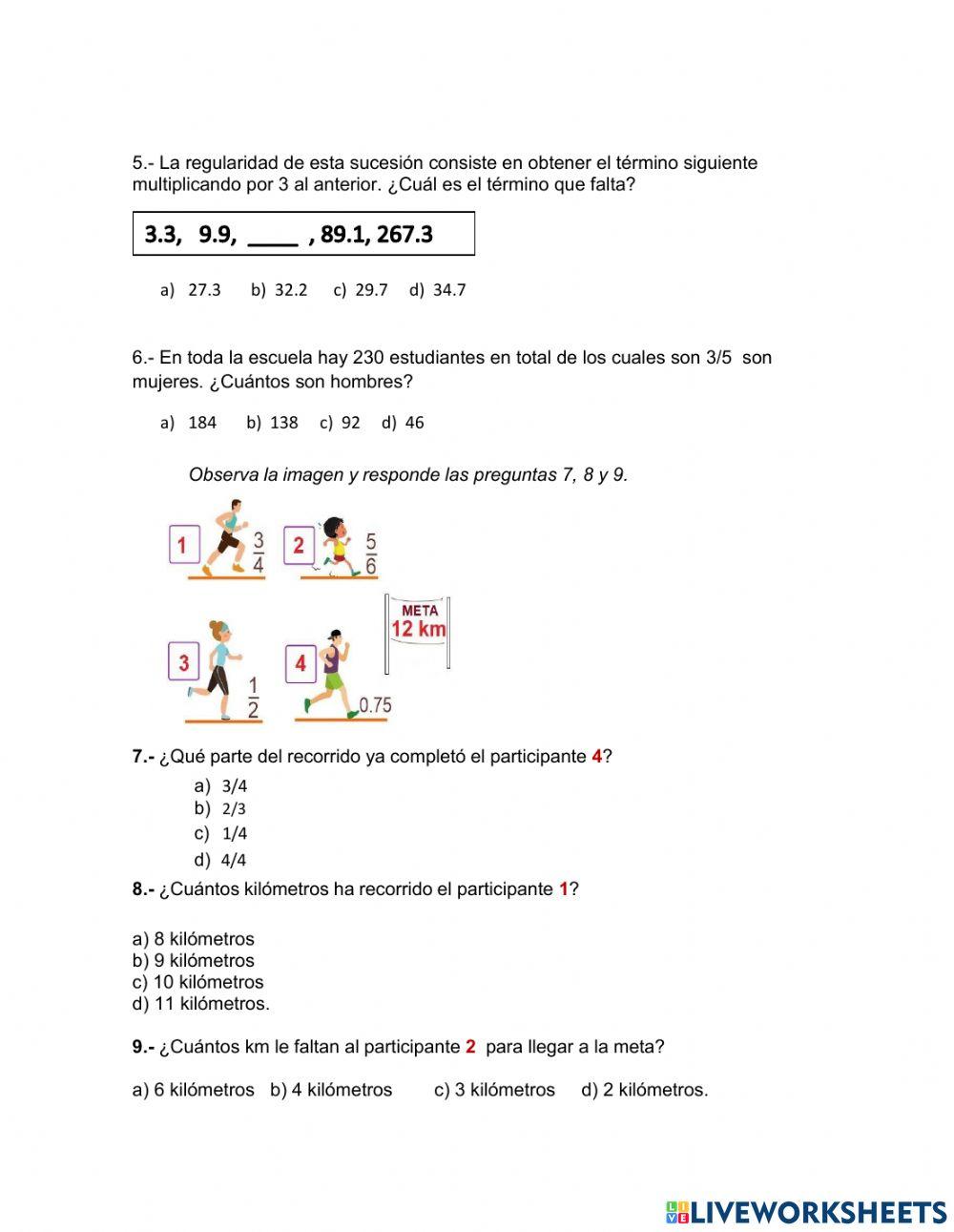 Guía de matemáticas 6to