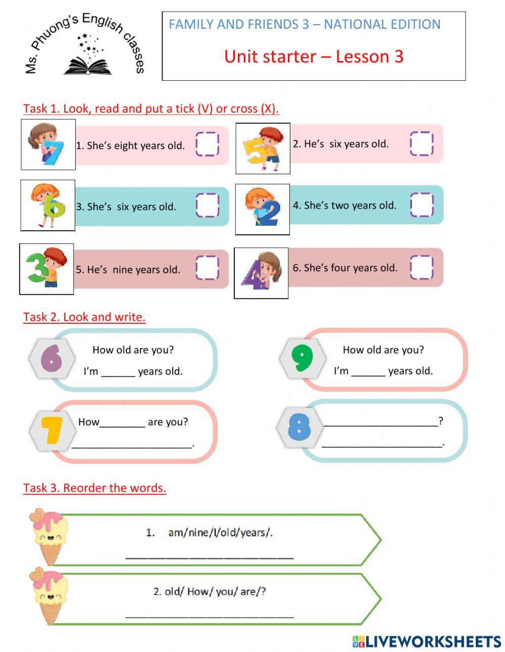 Ms. Phuong - FF 3 - Ne - Unit starter - lesson 3
