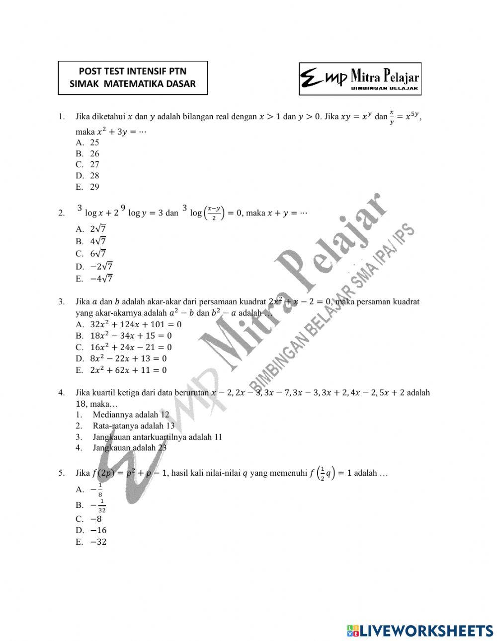 Post test matdas simak ui