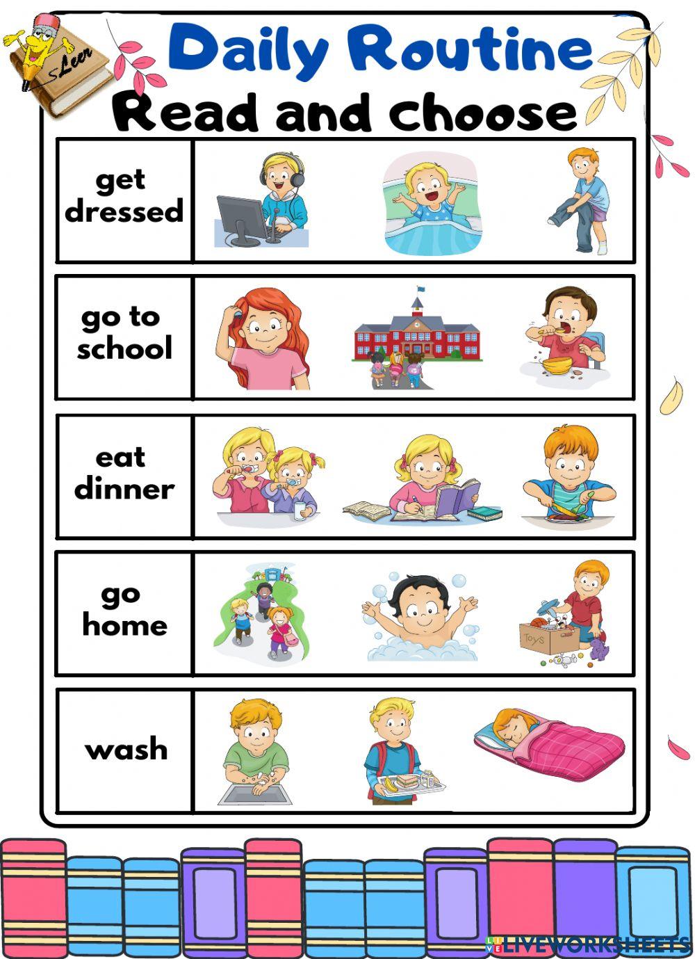 Daily routines interactive and downloadable worksheet. You can do the  exercises online or down…