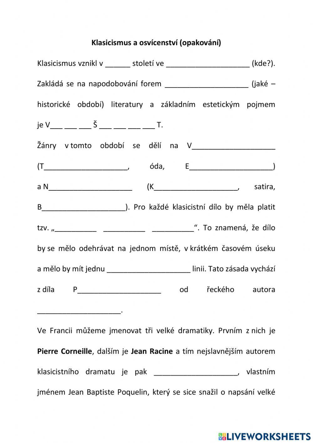 Klasicismus a osvícenství