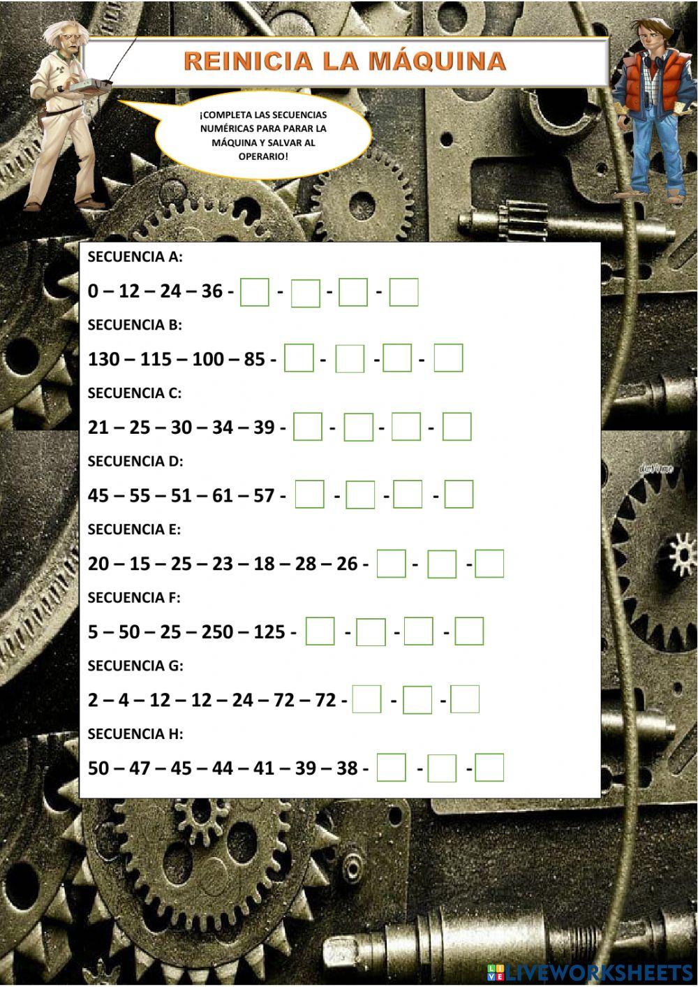 Patrones númericos - reinicia la máquina