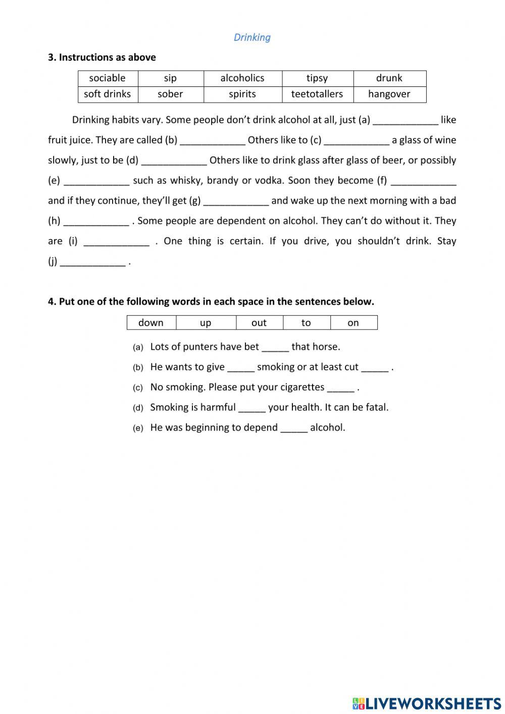 Gambling, smoking and drinking