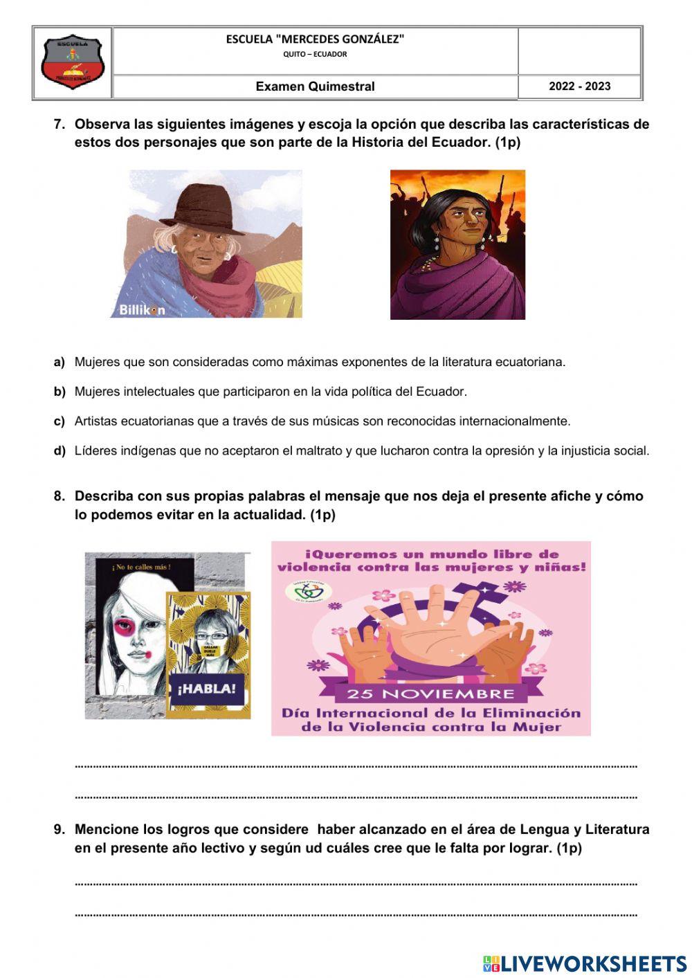 Evaluación de lengua y literatura