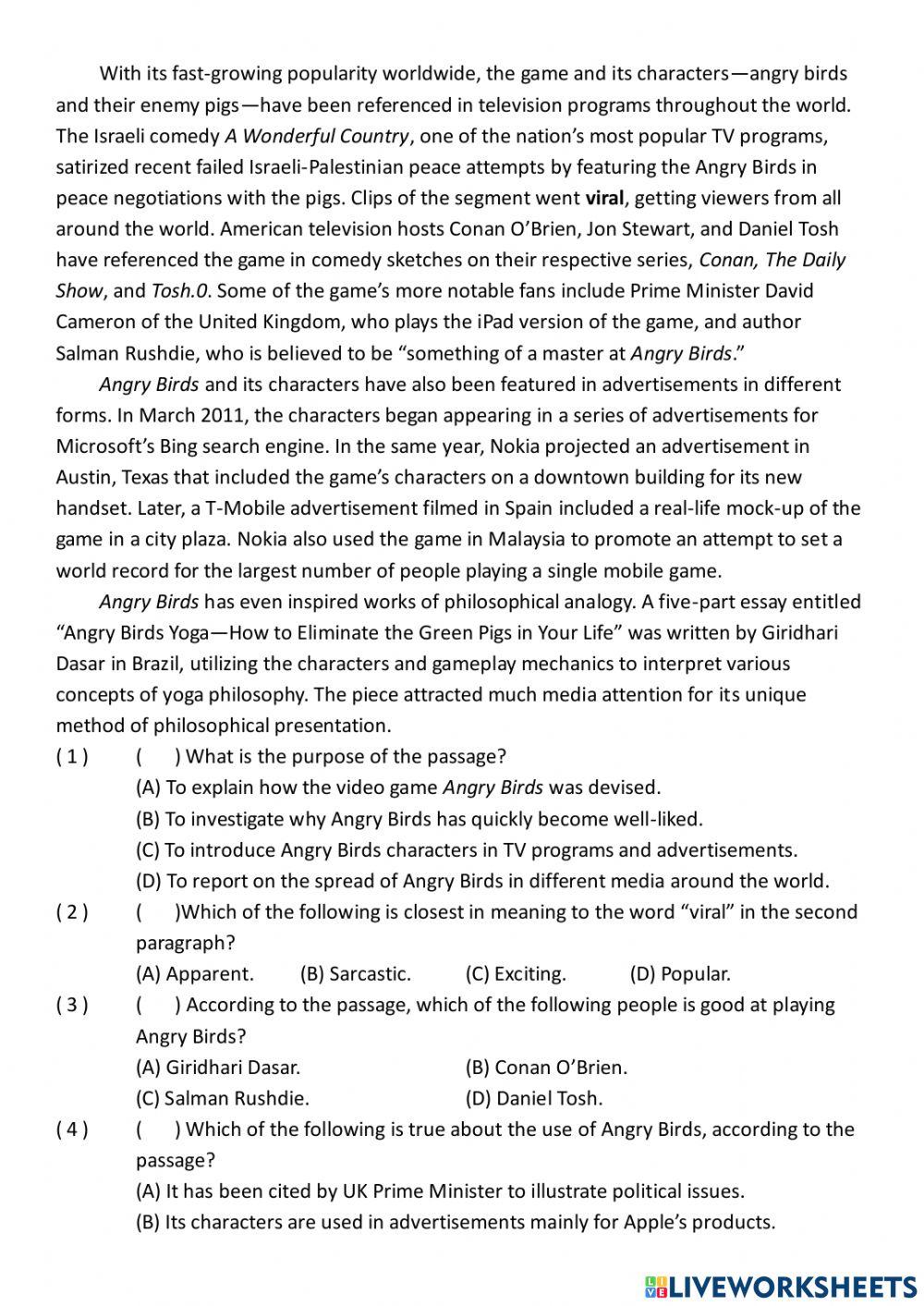 高中綜合練習Unit 4