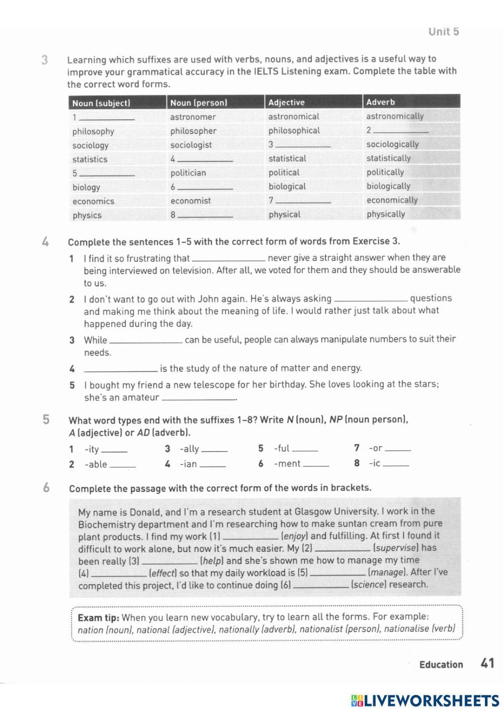 Ielts listening unit 5