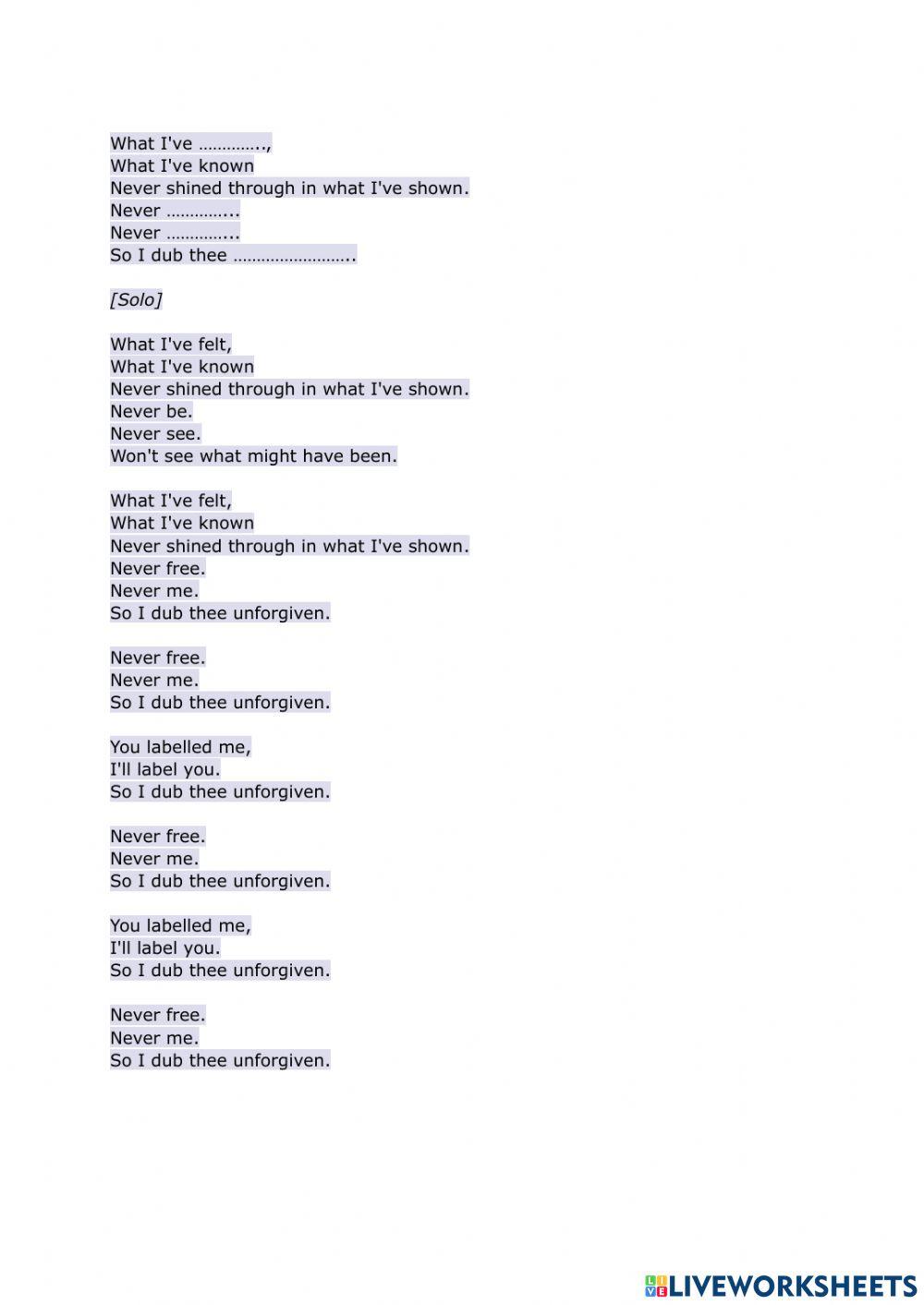 Metallica The Unforgiven