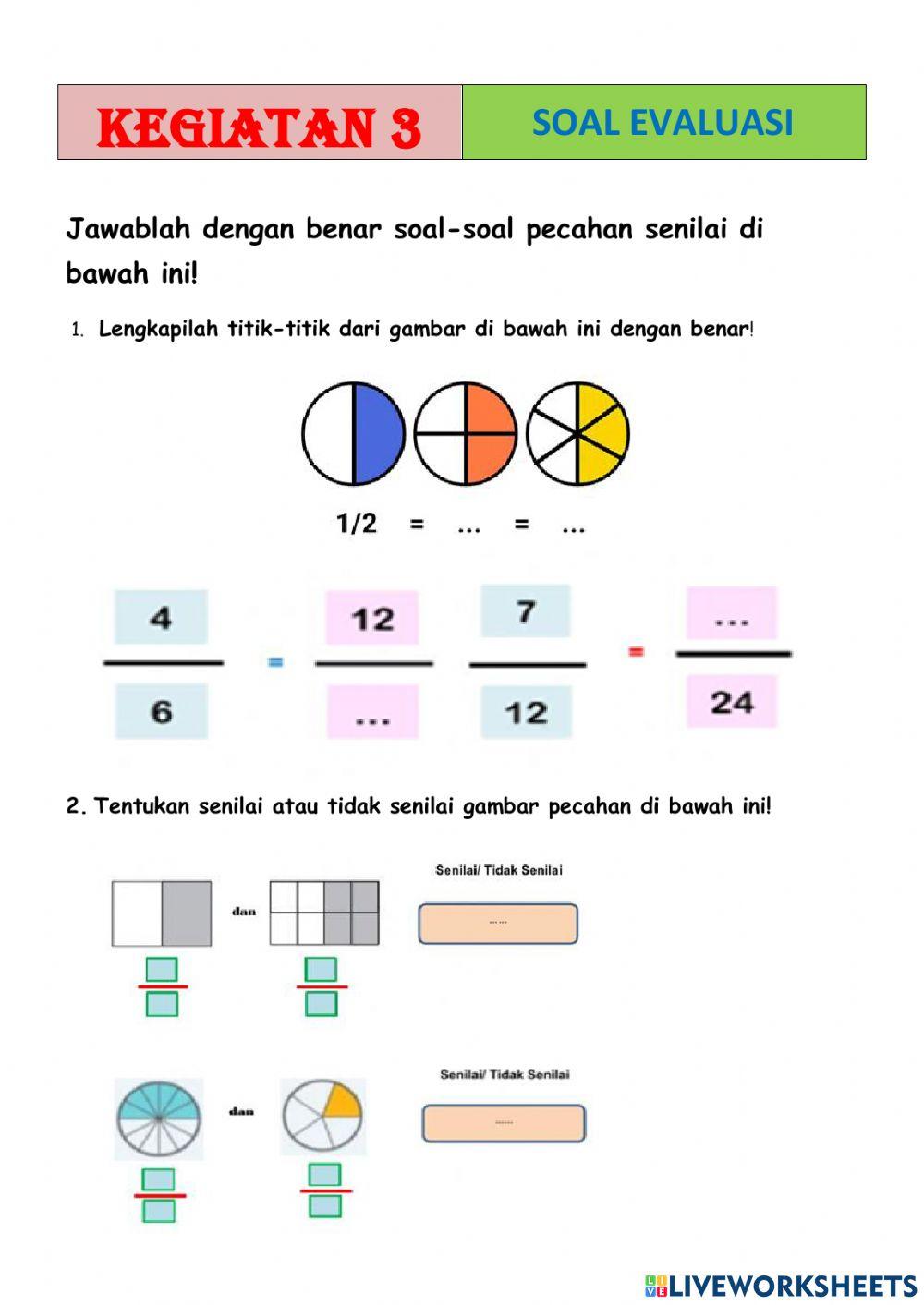 Lkpd matematika pecahan senilai kelas 4 sd negeri 009 rambah hilir