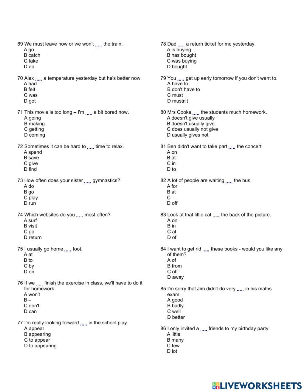 Diagnostic test-intermediate level