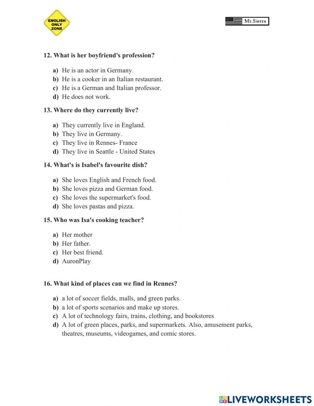 Listening challenge - Personal information