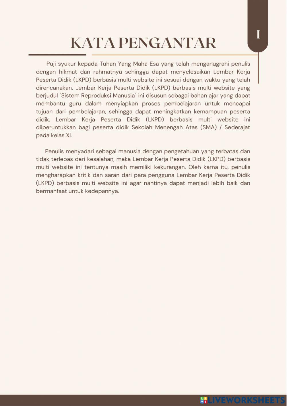 LKPD Berbasis Multi Website Materi Sistem Reproduksi Kelas 11