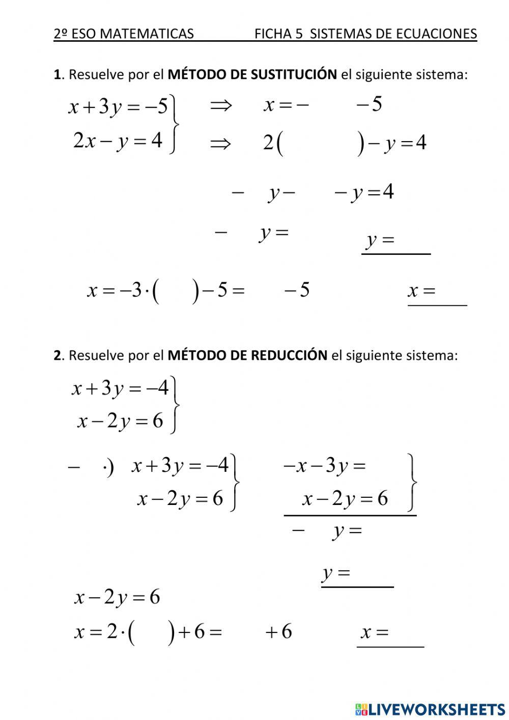Sistemas de ecuaciones
