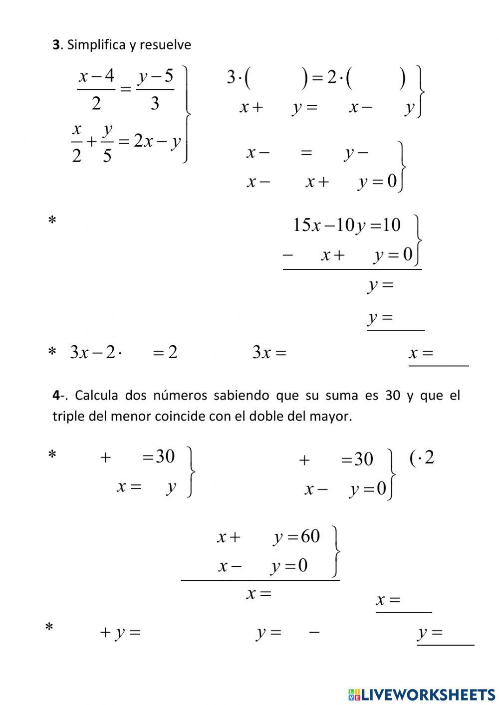 Sistemas de ecuaciones