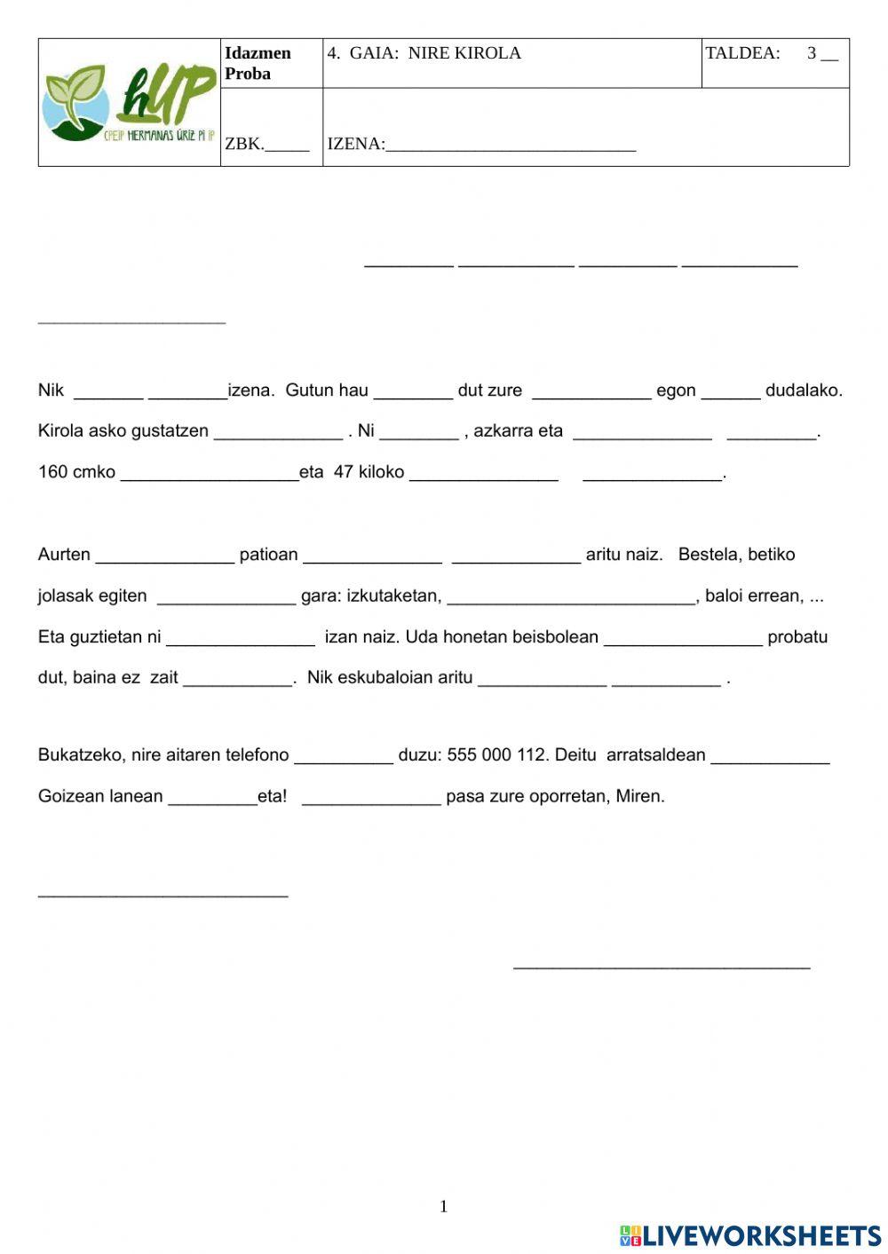 Gutuna idazmen proba
