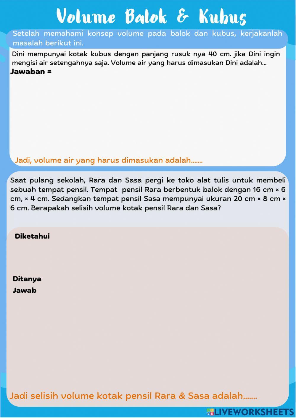 Volume Bangun Kubus dan Balok