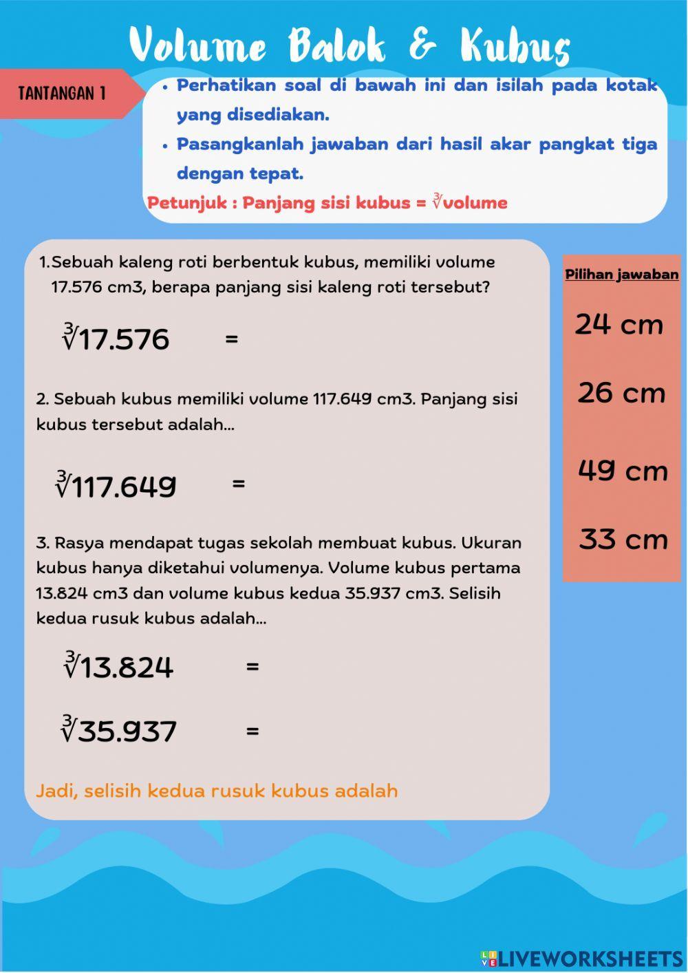 Volume Bangun Kubus dan Balok