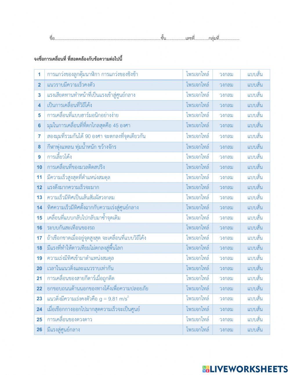 การเคลื่อนที่