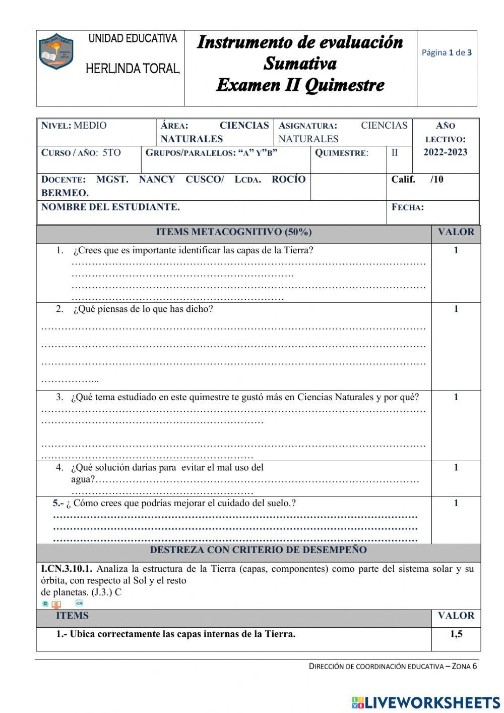 Examen II quimestre CCNN