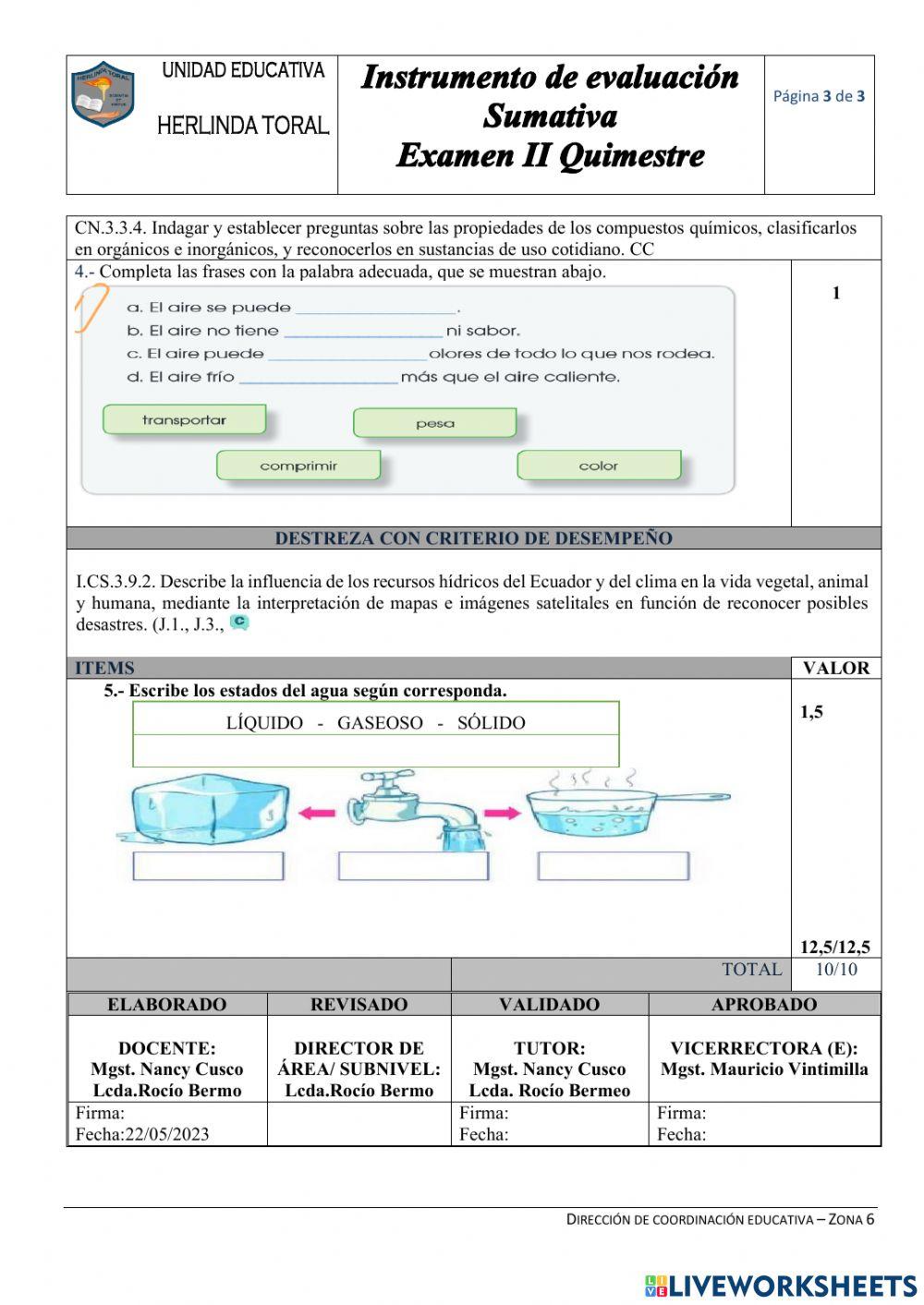 Examen II quimestre CCNN
