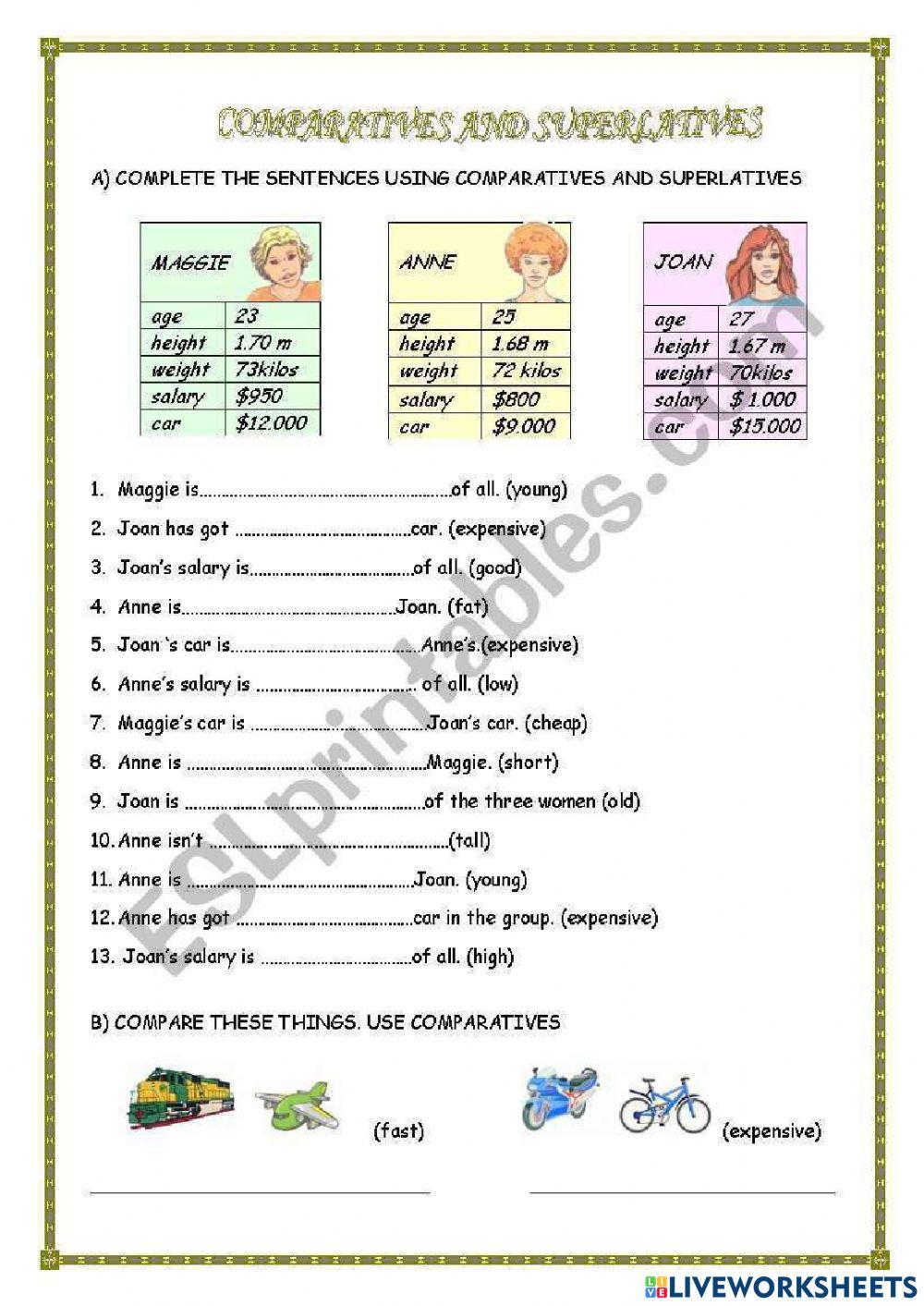 Comparatives and superlatives