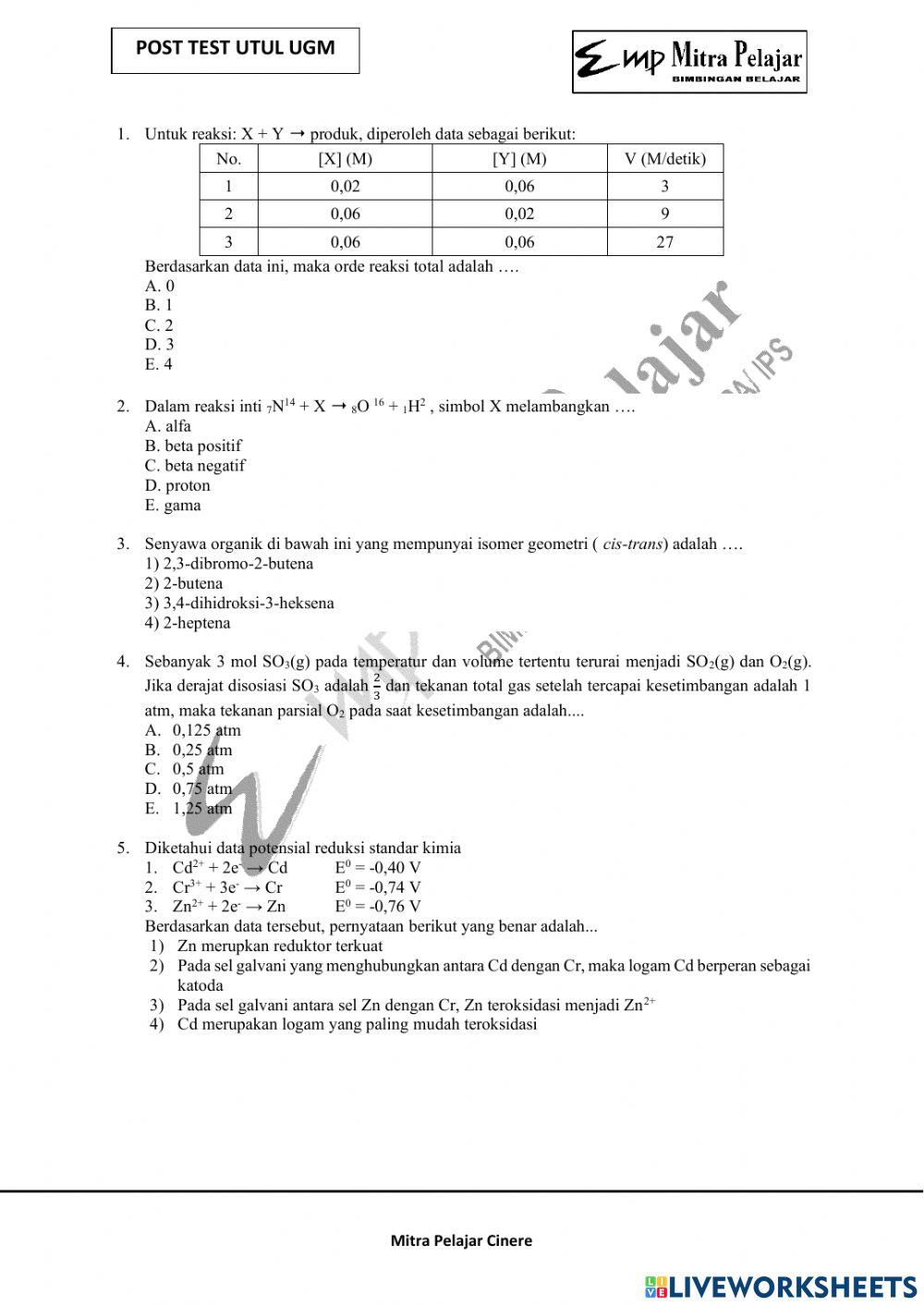 Post test KIMIA utul ugm