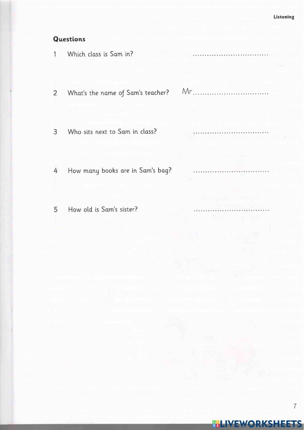 Starters 1 test 1 listening