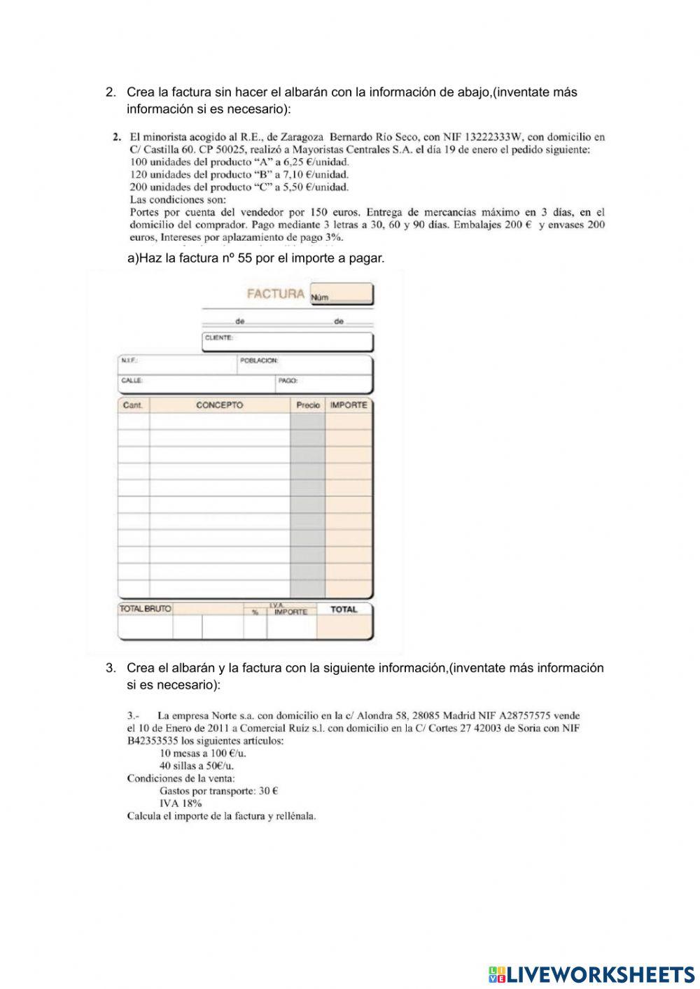 Ejercicio de Facturación