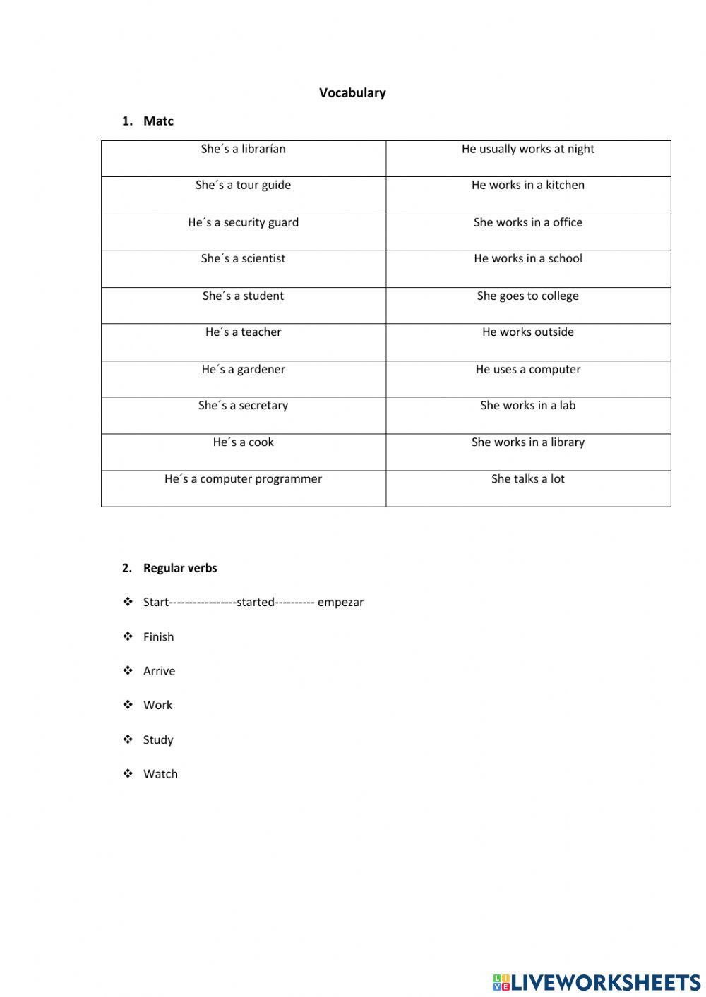 Jobs and past simple