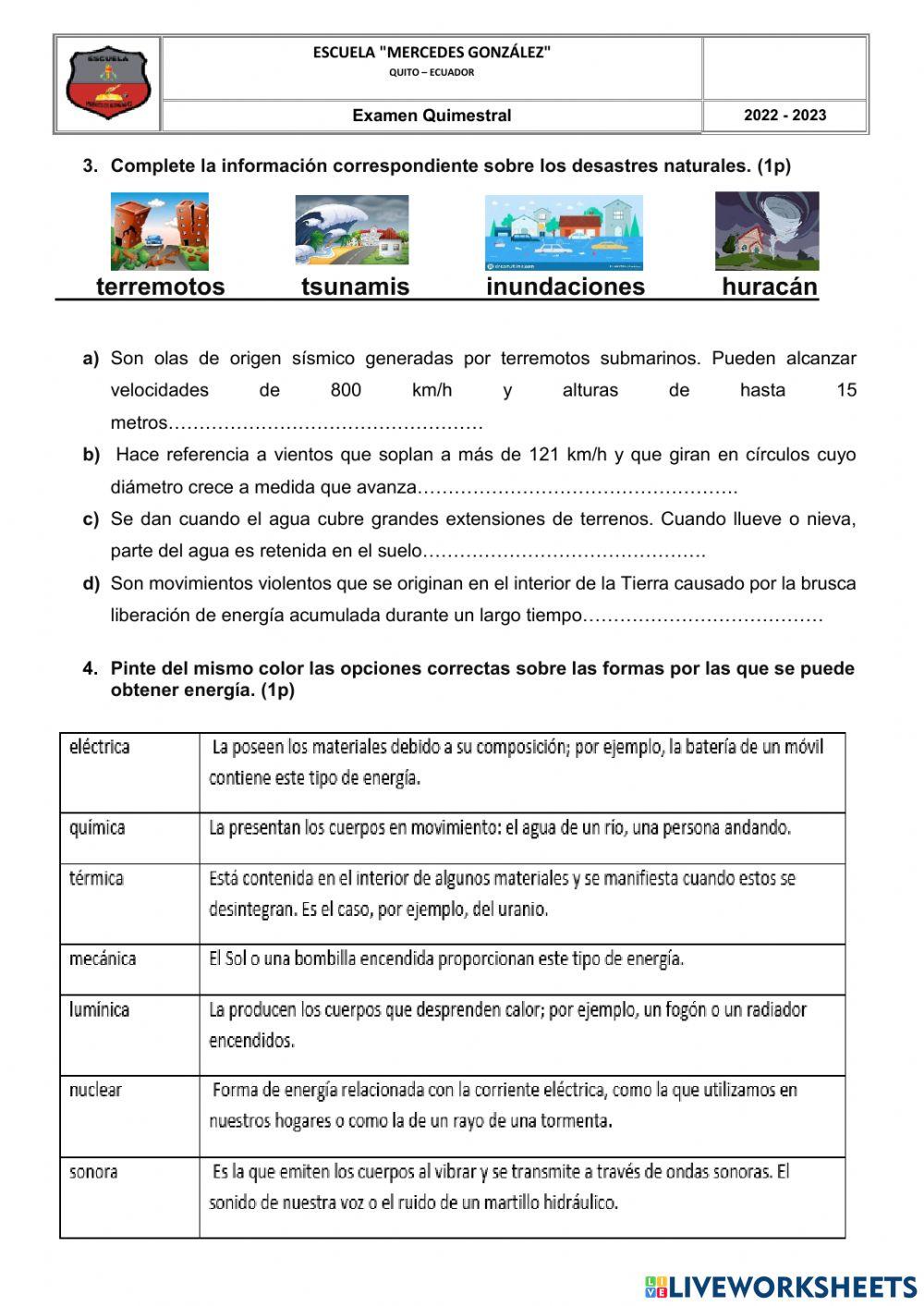 Evaluación de Ciencias Naturales