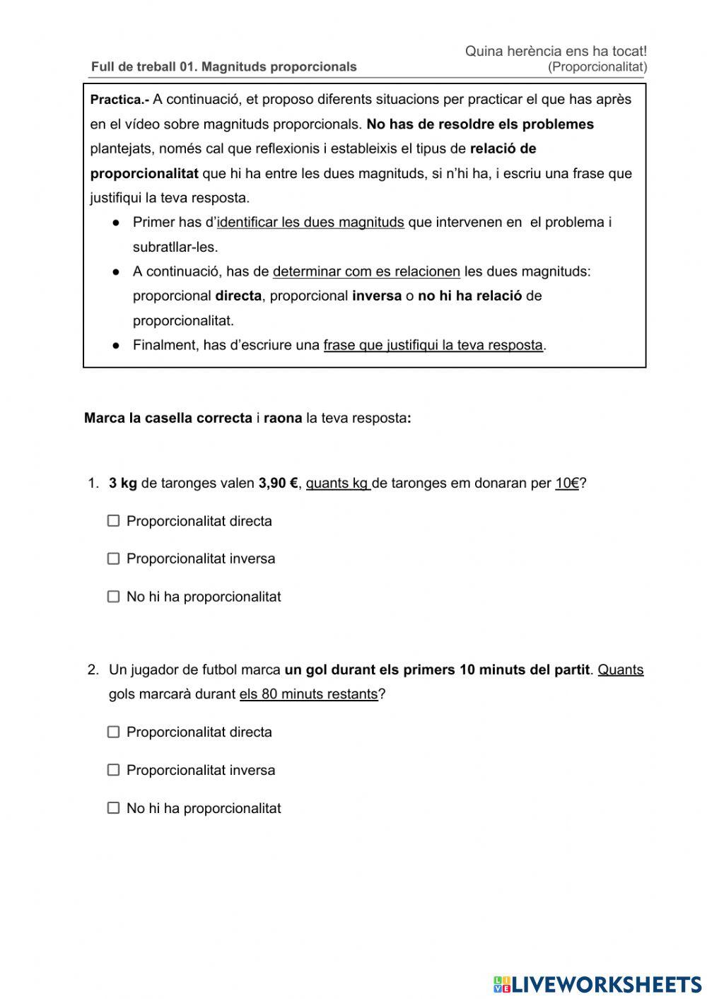 Magnituds proporcionals