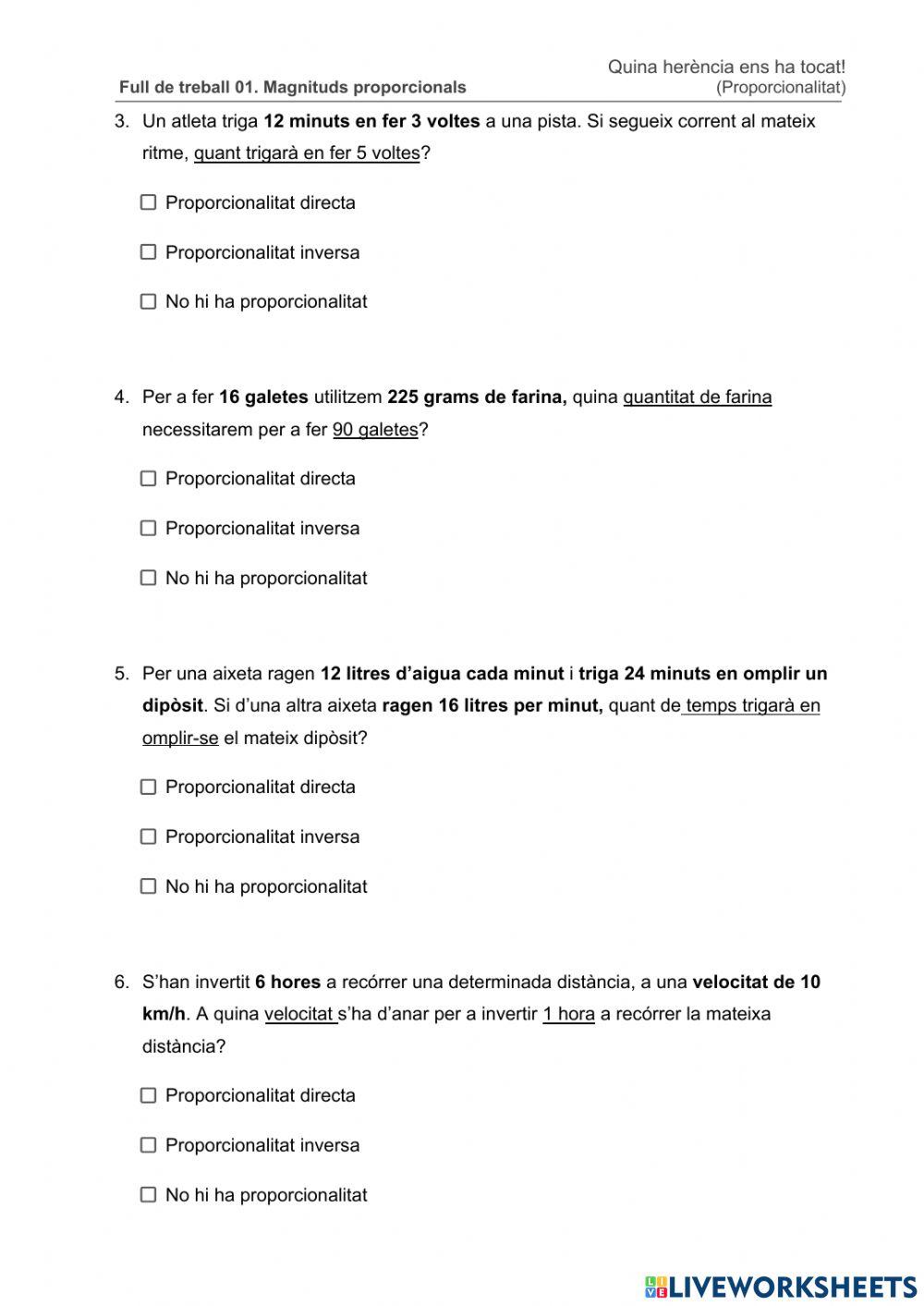 Magnituds proporcionals