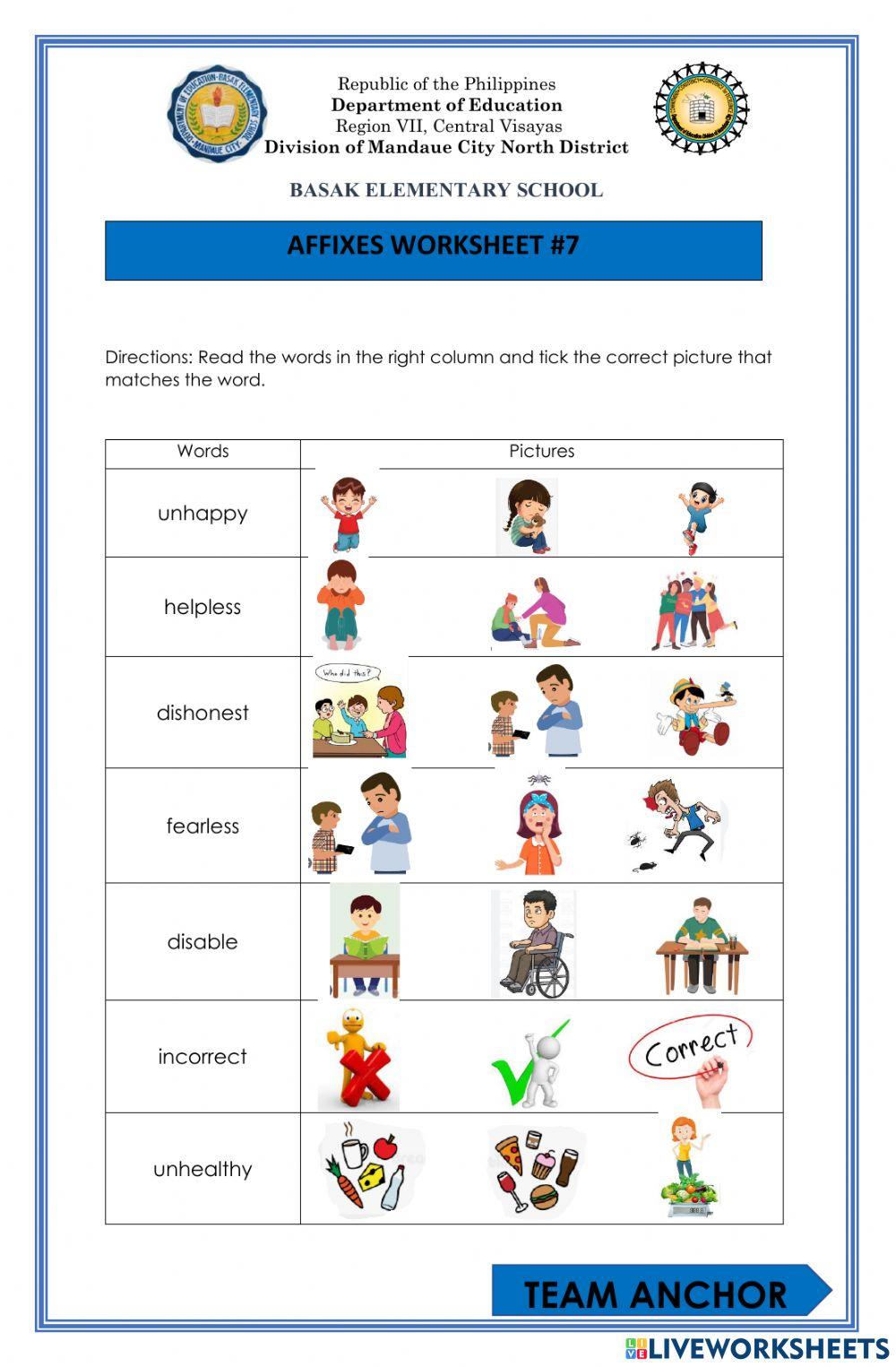 Prefixes and suffixes