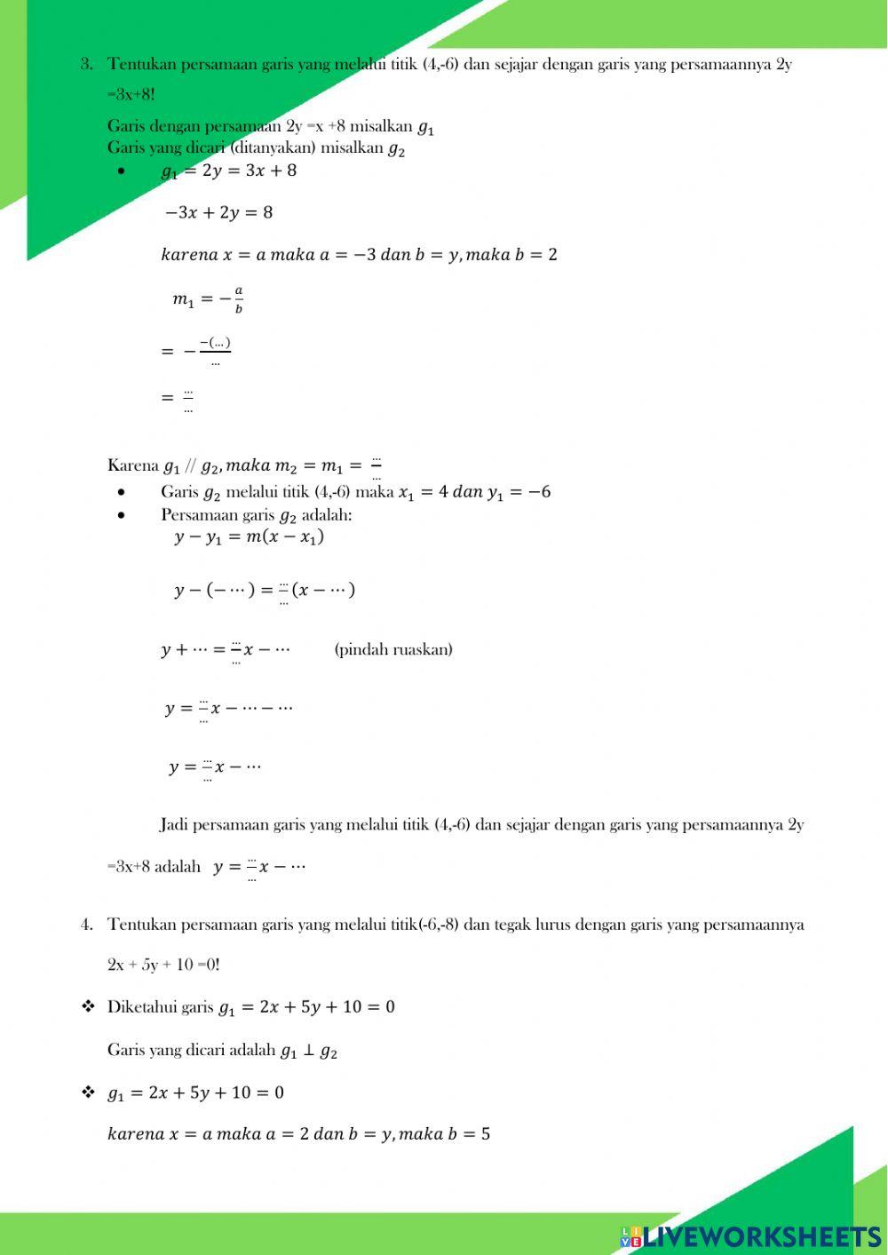 Pertemuan 3 Persamaan Garis Lurus