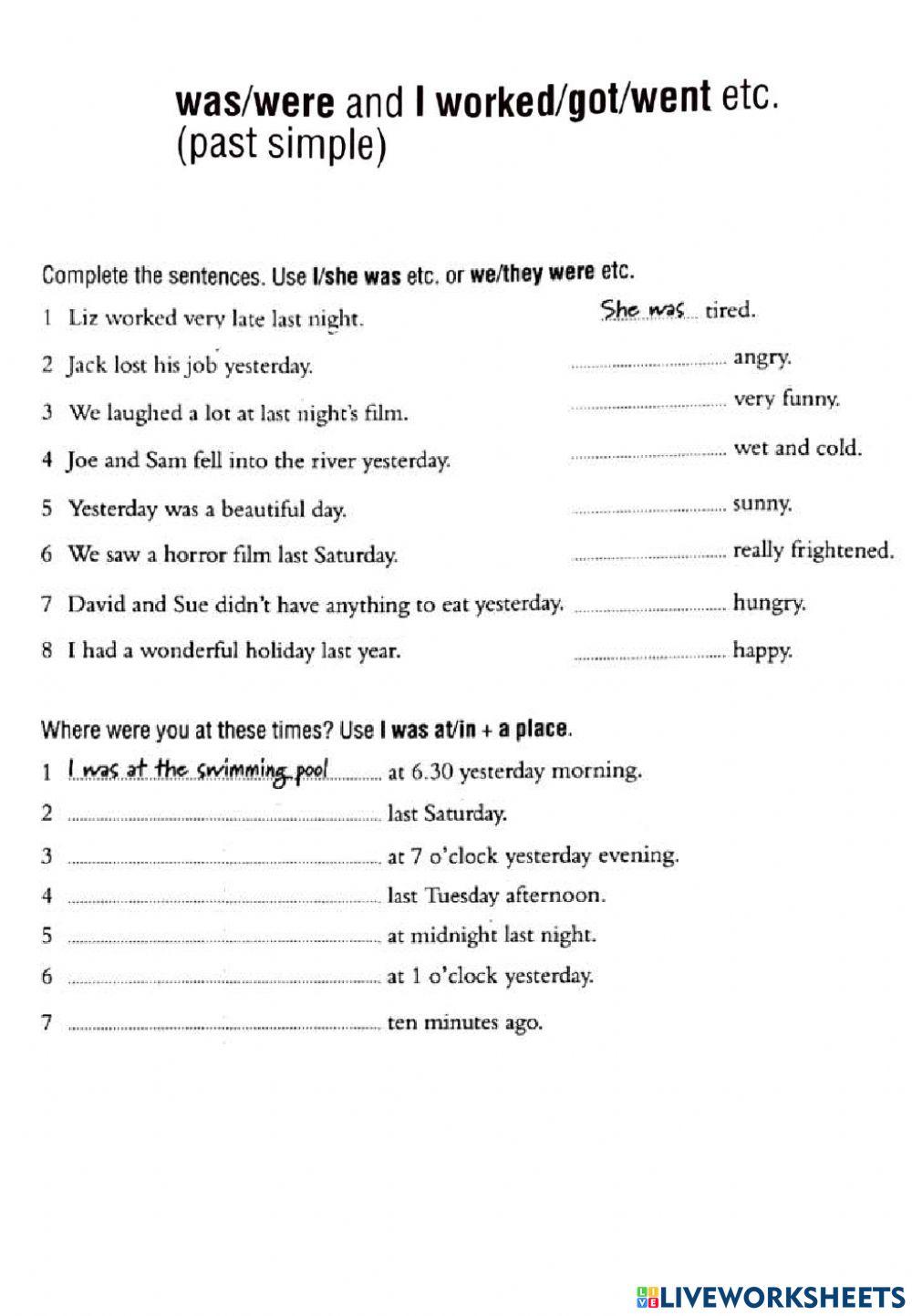 Past simple Was-Were