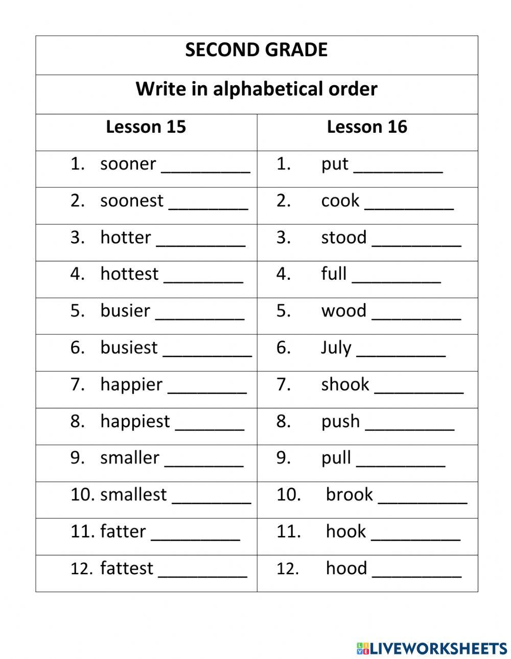 Lesson 15 and 16 SECOND GRADE