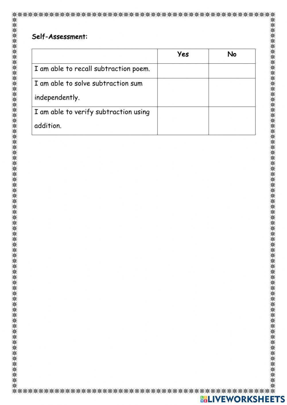 Verify subtraction using addition