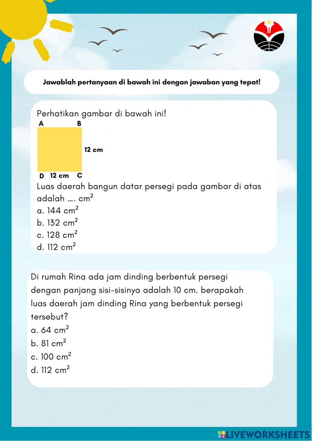 Latihan Luas Persegi dan Persegi Panjang
