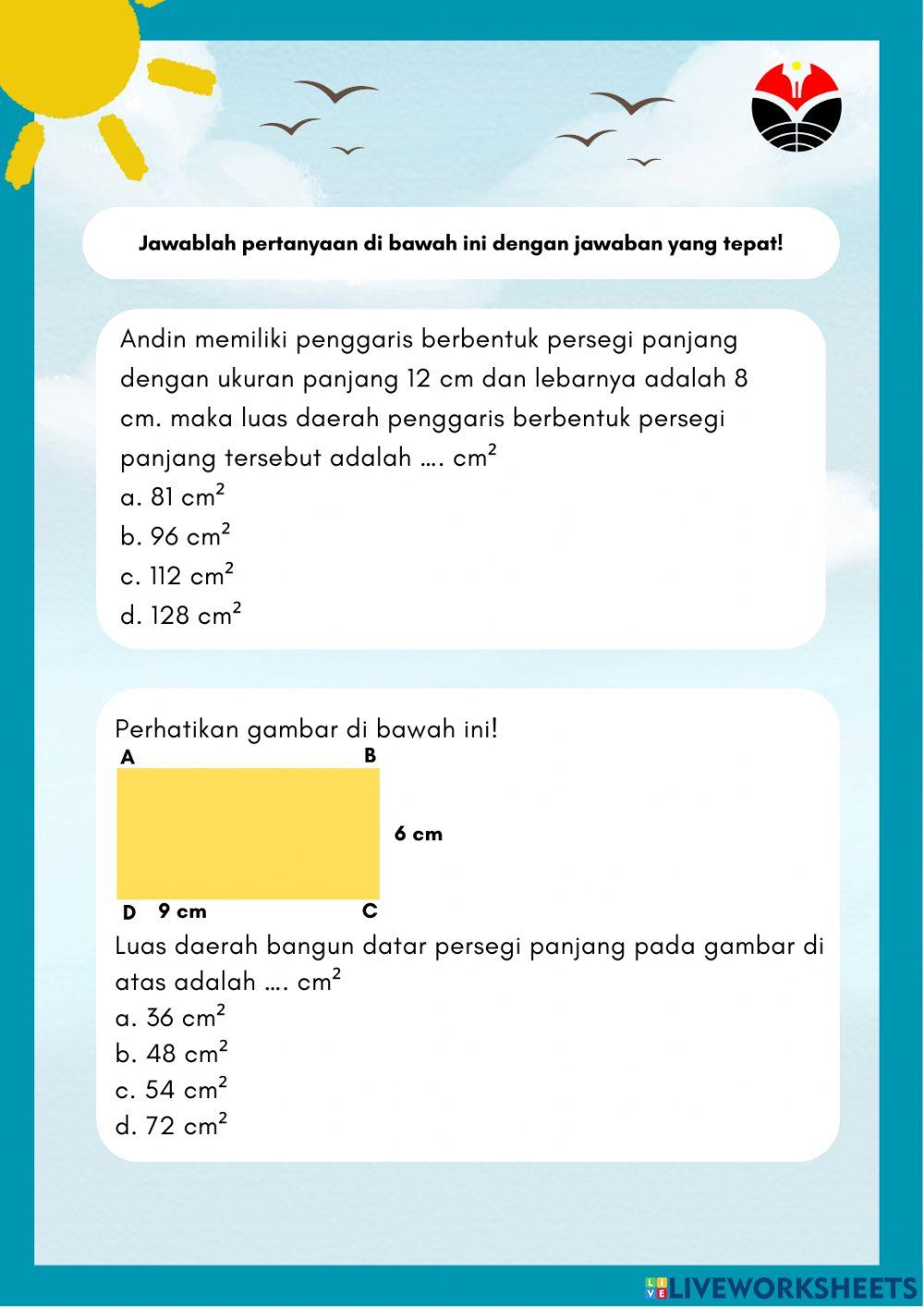 Latihan Luas Persegi dan Persegi Panjang