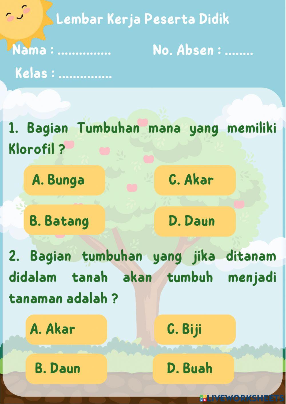 LKPD IPA Bagian-bagian Tumbuhan Tema 3 Subtema 1