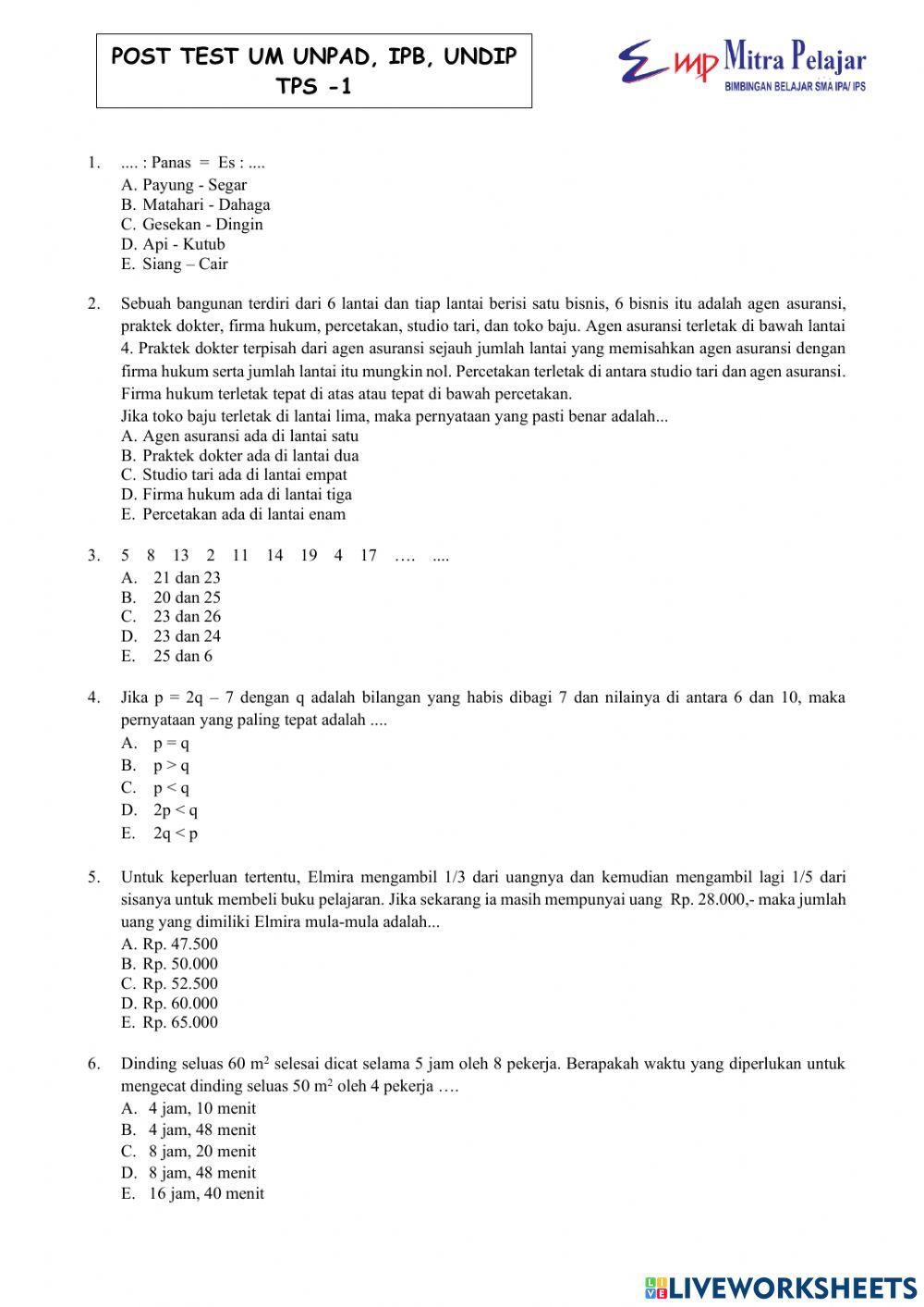 Post test tps 1 unpad ipb undip