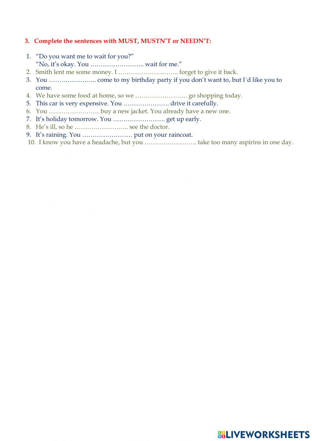 Must-mustn-t in company