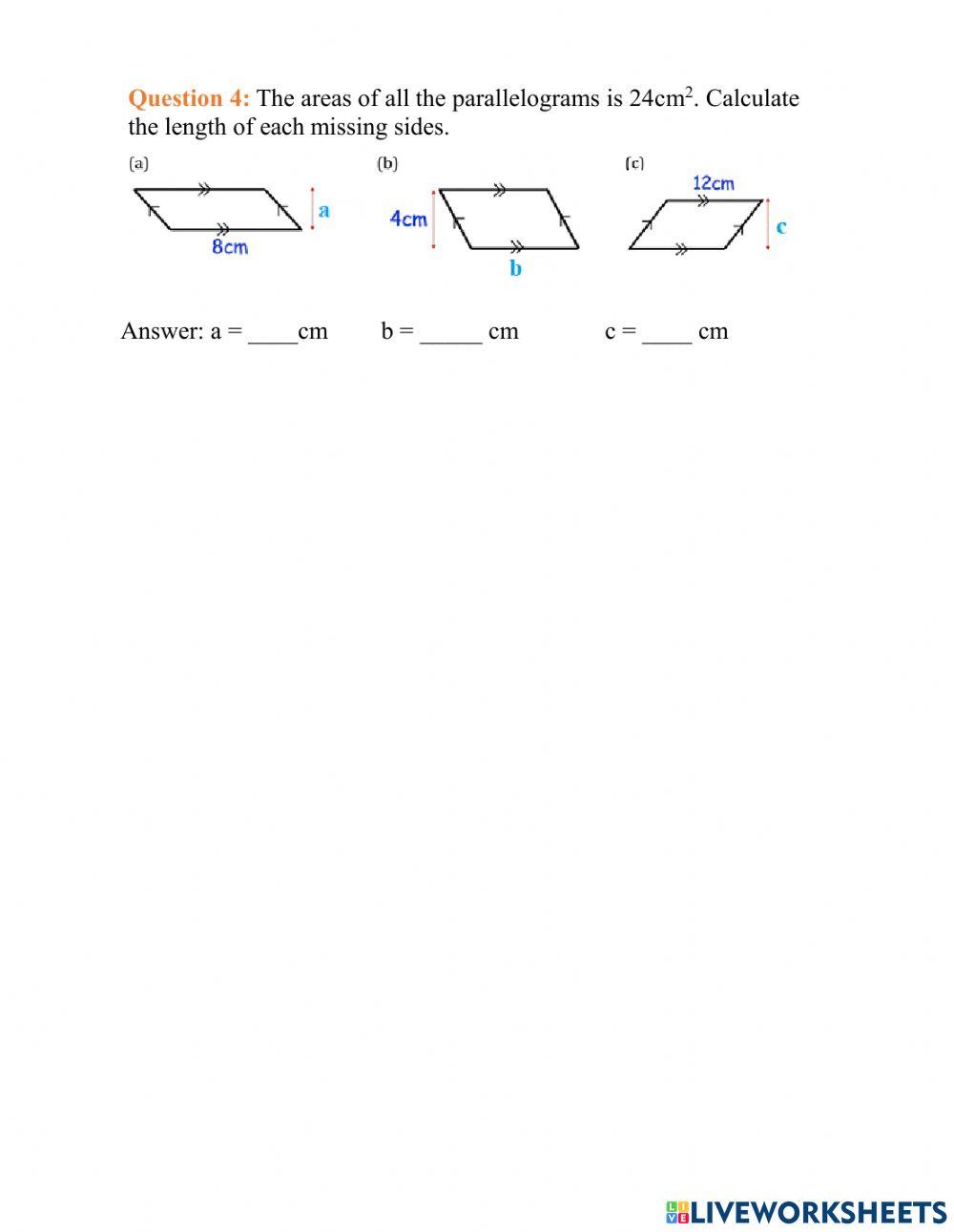 Area of a parallelogram Area of a parallelogram