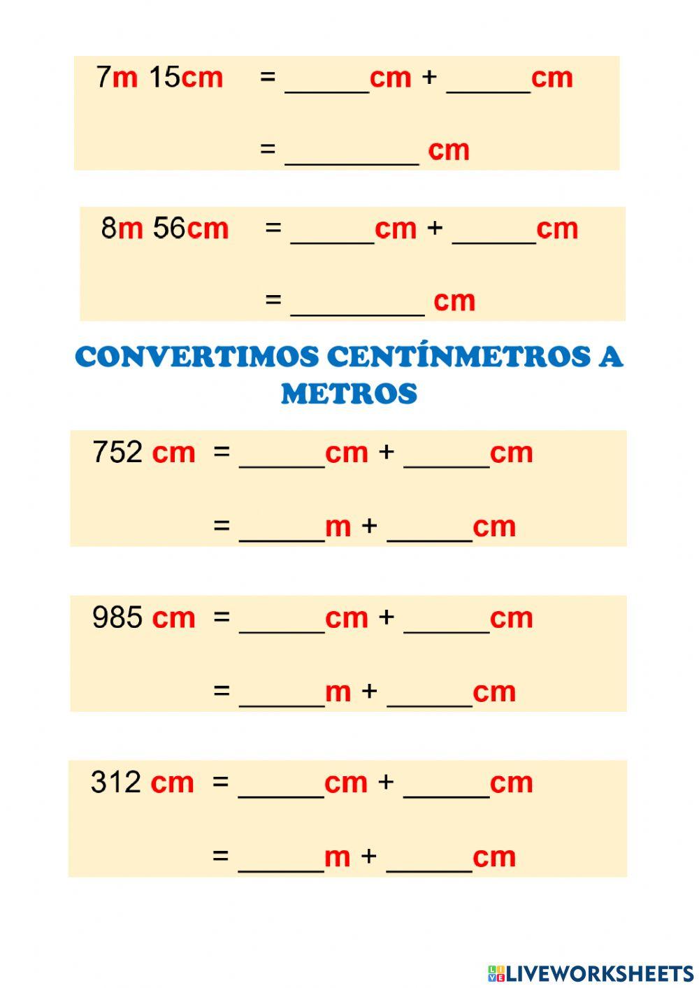Metro y centímetro-conversiones Metro y centímetro-conversiones