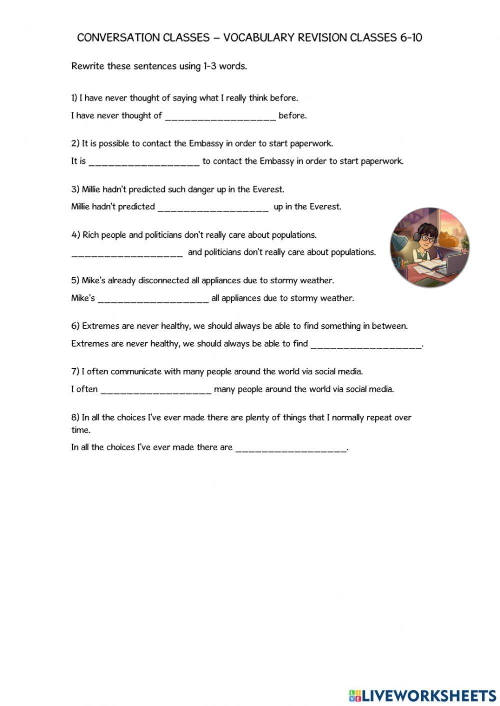 Conversation Classes - Topics 6-10