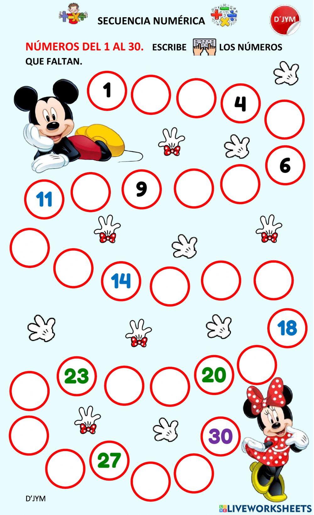 Numeración del 1 al 30